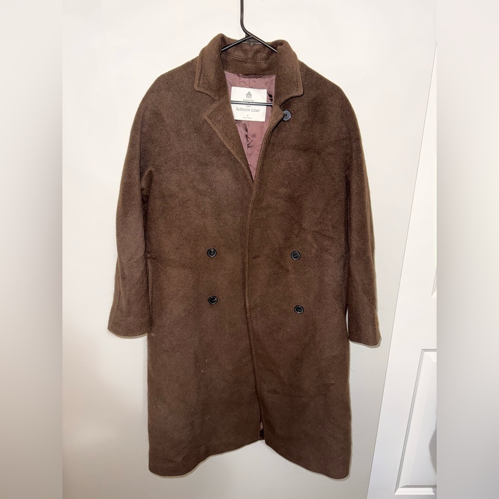 Aritzia Babaton The Slouch Coat in colour burnt cedar